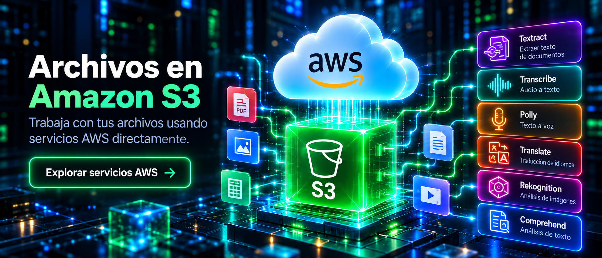 Archivos en Amazon S3 con servicios AWS integrados